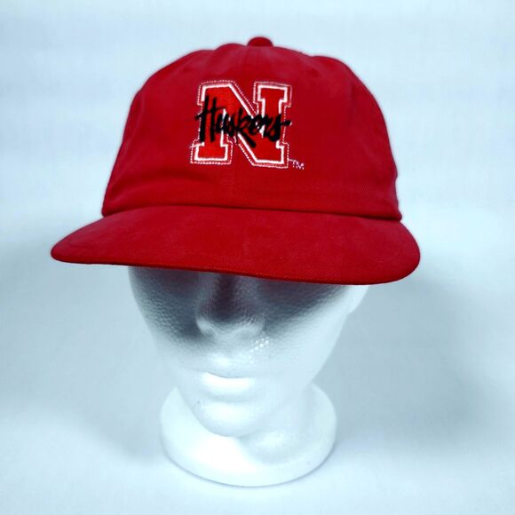 Nebraska Cornhuskers Hat Cap Strap Back Mens Red Black Huskers Football NCAA - Picture 2 of 10
